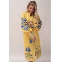 Long yellow dress with long sleeves Cornflower