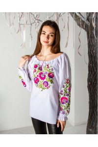 Women's embroidered shirt (white with purple)