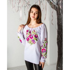 Women's embroidered shirt (white with purple)