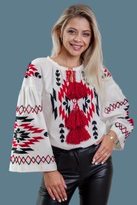 White embroidered women's blouse. Hutsulka Ksenia