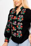 Embroidered shirt with a floral ornamentukeria black