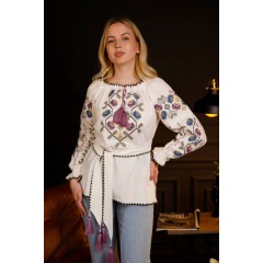 Classic embroidered shirt Georgina, embroidered with cross-stitch