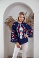 Blue embroidered shirt "Hutsulka Ksenia" with red embroidery for women