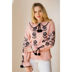 Flora, Women's embroidered jacket with a black ornament