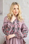 Embroidered pink dress with embroidery Birdsong Echoes