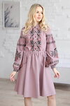 Embroidered pink dress with embroidery Birdsong Echoes
