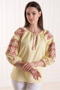 yellow women's embroidered jacket with cherry embroidery Poltava