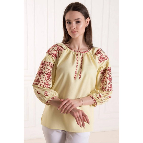 yellow women's embroidered jacket with cherry embroidery Poltava