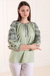 Women's green embroidered jacket with blue Poltava embroidery