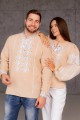 Zalisya, brown double embroidered shirt for men