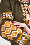 Women's embroidered shirt in khaki color with a geometric pattern "Horianka"