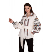 Women's beige embroidered shirt with long sleeves from Sokal