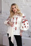 Women's embroidered shirt "Yavorivna" in milk color with red