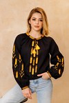 Women's embroidered shirt with wheat ears "Golden Fields" in black color