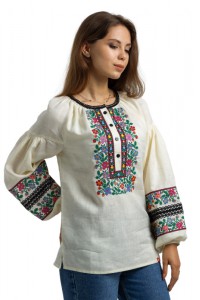 Women's embroidered shirt Dobrodia (cream linen)