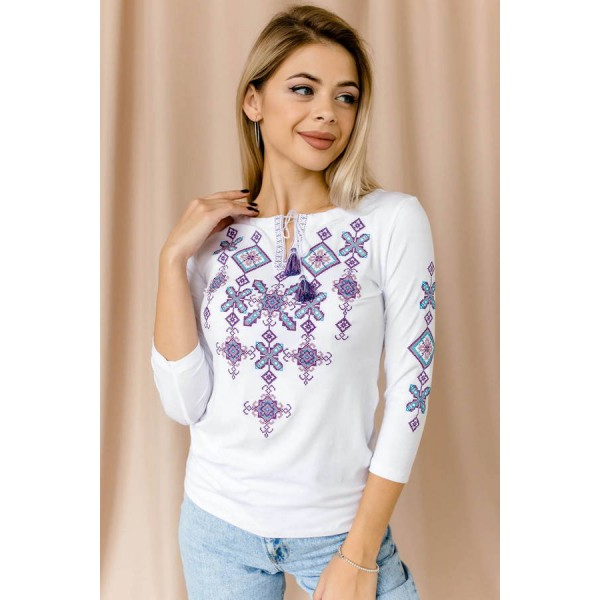 White women's embroidered t-shirt vyshyvanka Starry Night