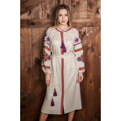 Cукня з вишивкою Гірська казка, бежевий меланж