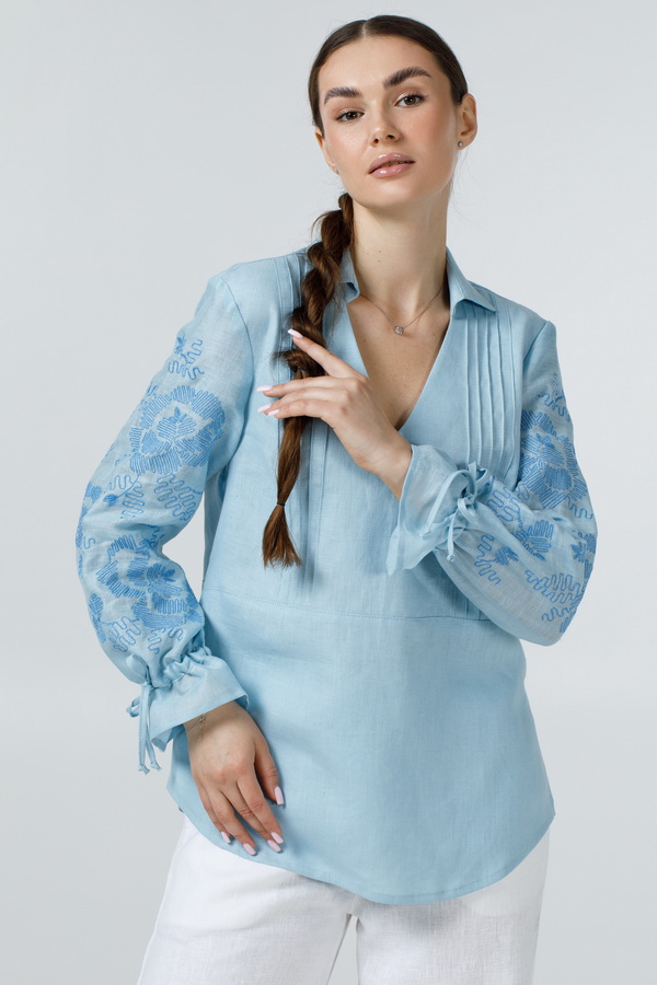 Blue women's embroidered shirt Anetta 
