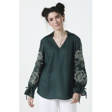 Green women's embroidered shirt Anetta