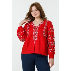 Red embroidered women's blouse Siiana