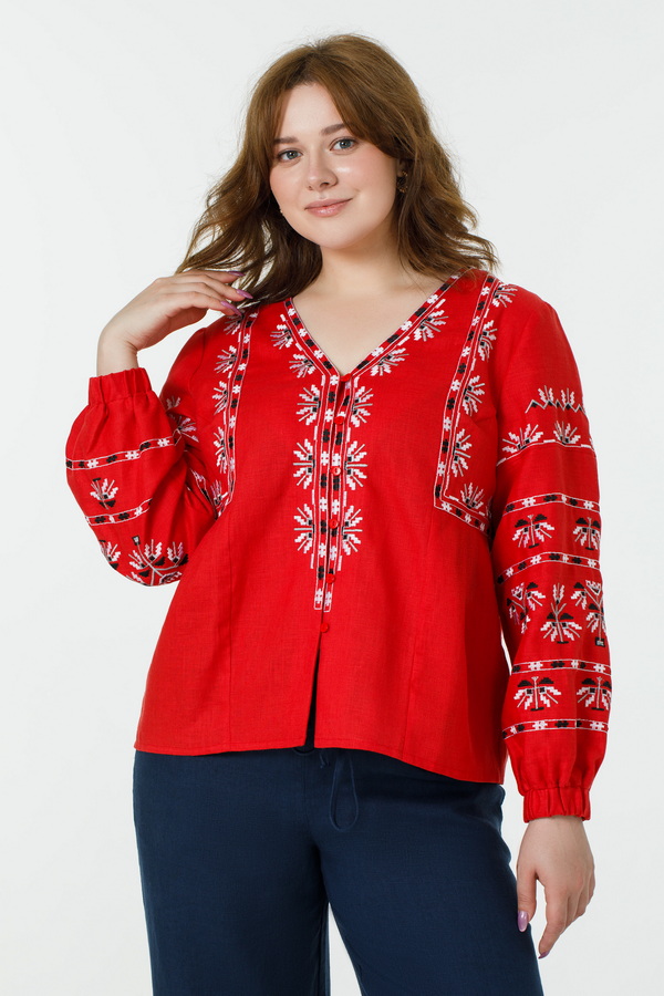 Red embroidered women's blouse Siiana 