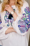 Women's embroidered shirt "Vytynanka" in white with blue embroidery