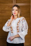Women's white embroidered shirt with delicate floral embroidery Lucia
