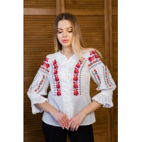 Вишиванка жіноча біла з ніжною квітковою вишивкою Люція, XL