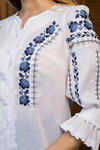 Women's white embroidered shirt with delicate floral embroidery Lucia