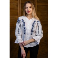 Women's white embroidered shirt with delicate floral embroidery Lucia