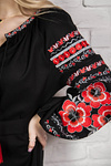 Black dress with embroidery "Fiery Petal"