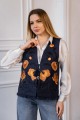 Black vest with geometric embroidery, size XL