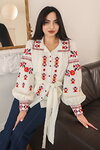 Women's embroidered shirt "Yavorivna" in milk color with red