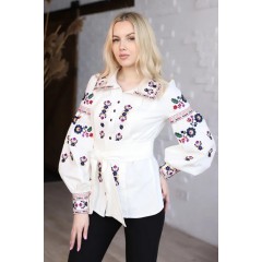 Women's beige embroidered shirt with long sleeves from Sokal