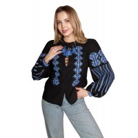 Women's black embroidered shirt with beige embroidery Zalisia