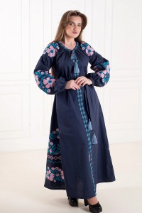 Parisian bouquet, red dress with embroidery