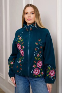 Графитовый бомбер с вышивкой для женщин (барашек), Люминеска, M