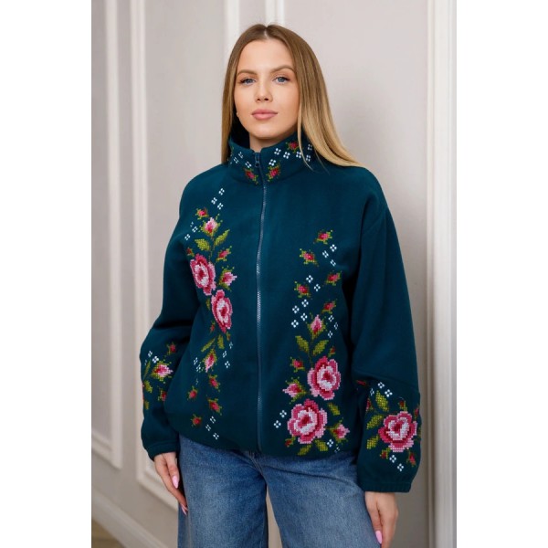 Графитовый бомбер с вышивкой для женщин (барашек), Люминеска, L