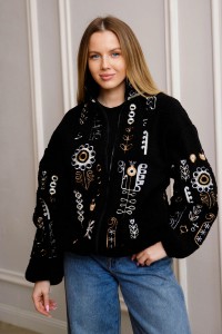 Women's embroidered bomber  (sheep wool), Liumineska, M