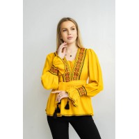 Women's mustard embroidered vyshyvanka with embroidery Merelin