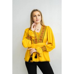 Women's mustard embroidered vyshyvanka with embroidery Merelin
