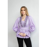 Женская сиреневая вышиванка с вышивкой Мерелин, S