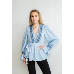 Women's white embroidered shirt with delicate floral embroidery Lucia