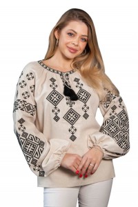Бежевая парная женская вышиванка Залесье