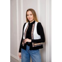 Black vest with geometric embroidery, size XL