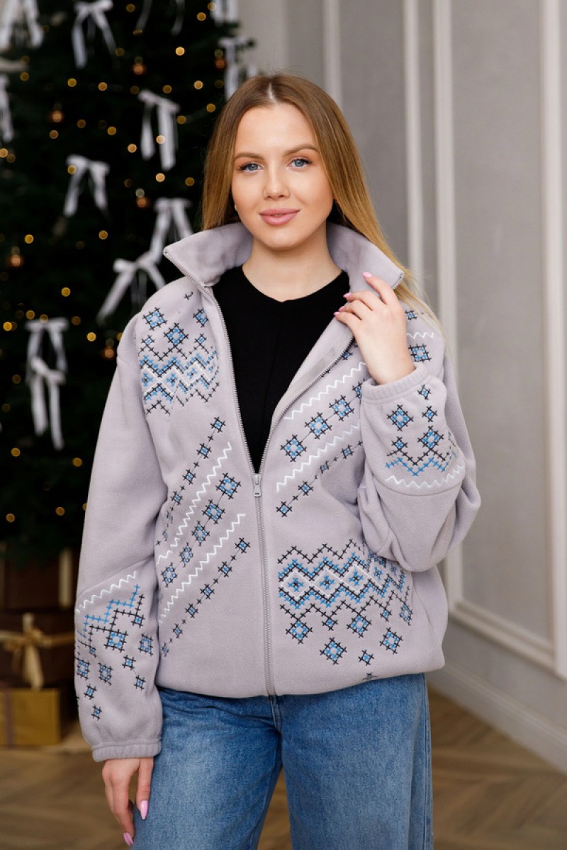 Бомбер жіночий флісовий з вишивкою Ярина, M