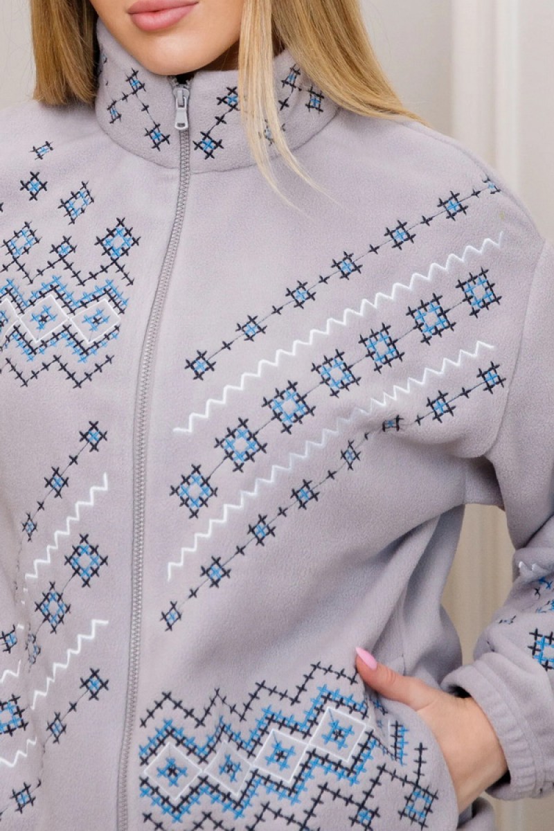 Бомбер жіночий флісовий з вишивкою Ярина, M