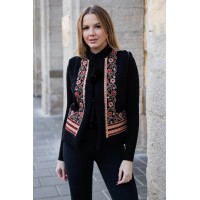 Black cashmere vest with embroidery, Virineya, size XXL