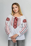 Вишиванка жіноча Ганна біла з червоним