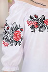 Prestige embroidered women's poplin blouse with red embroidery
